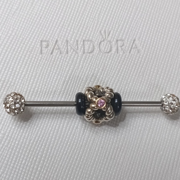 Pandora Silver/14k Pink Sapphire Twisted BeautyTwo Tone Charm(2 Listed Separate)